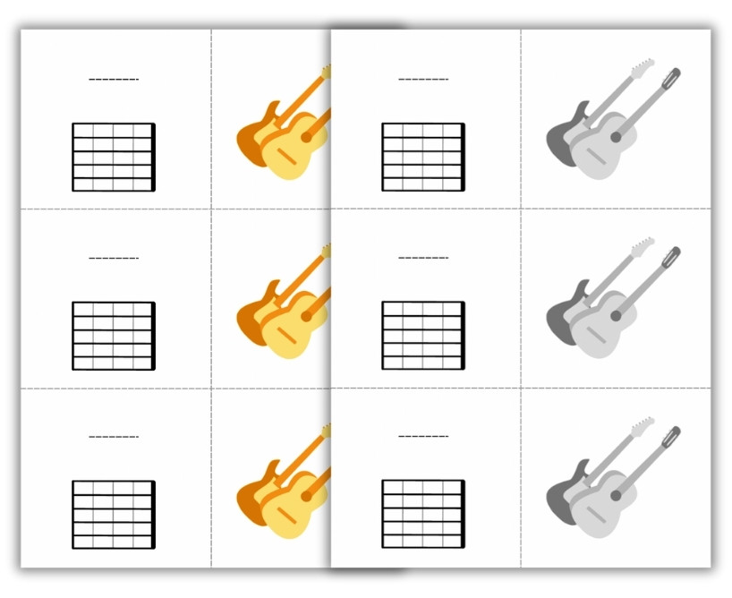 Blank Guitar Chord Memory Cards