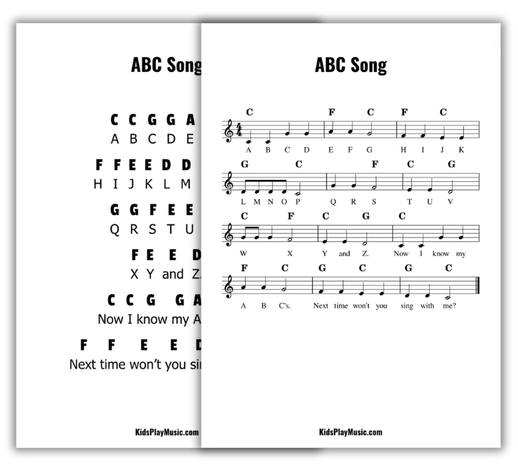 alphabet song free printables piano