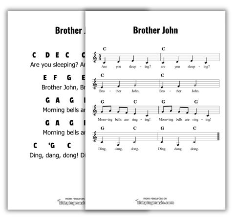 Brother John - Piano Free Printables