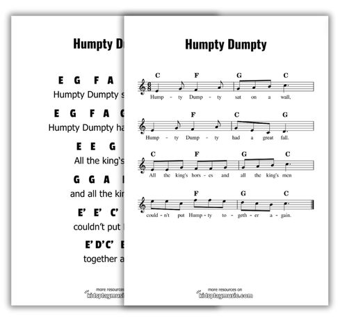 Humpty Dumpty - Free Piano Printables