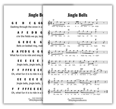 Jingle Bells - Piano Free Printables