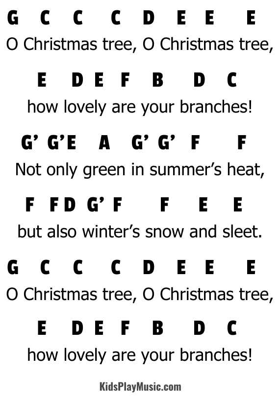 O Christmas Tree - Piano letter notes