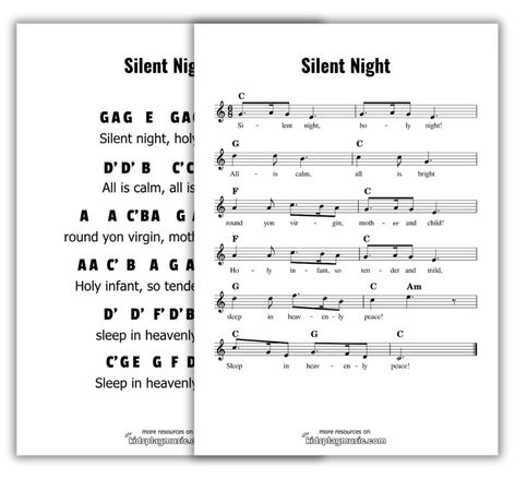 Silent Night - Free Printables Piano