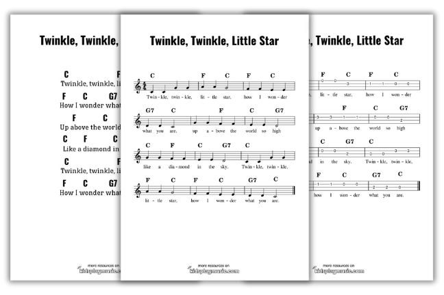 Twinkle Twinkle Little Star - Ukulele Free Printables