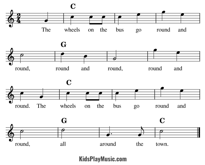 Wheels on the Bus - Piano sheet music