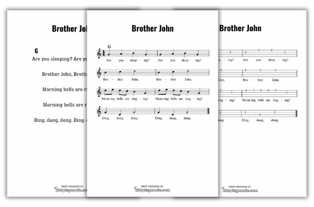 Brother John - Ukulele Free Printables