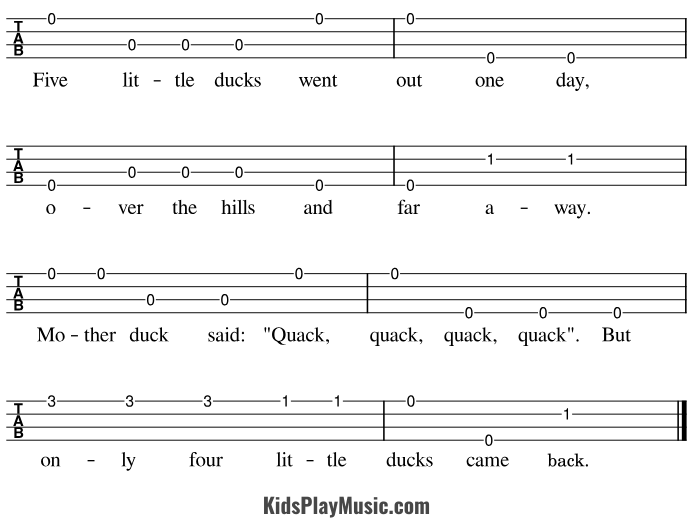 Five Little Ducks - Ukulele Tabs