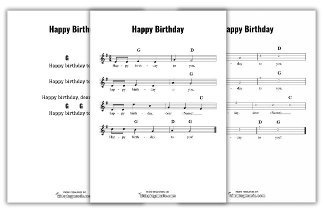 Happy Birthday - Ukulele Free Printables