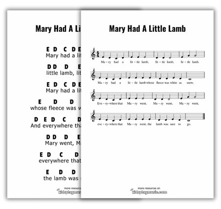 Mary had a Little Lamb - Recorder Printables