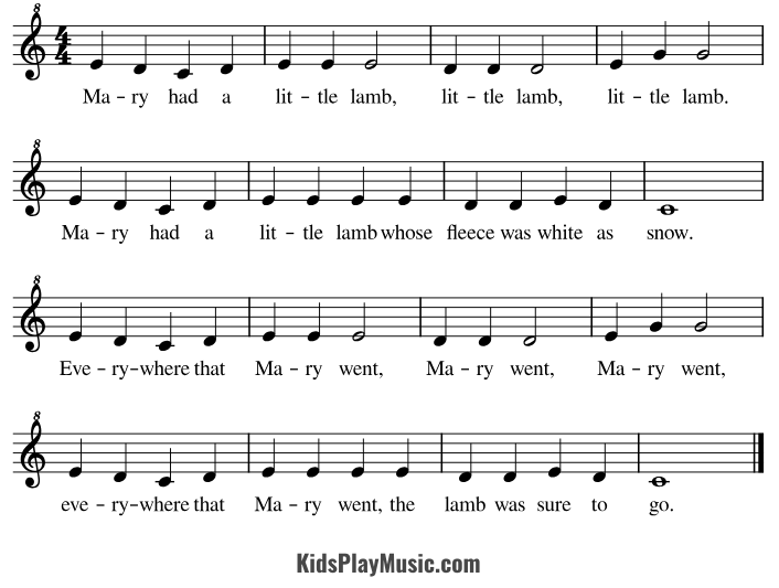 Mary had a Little Lamb - Recorder Sheet Music