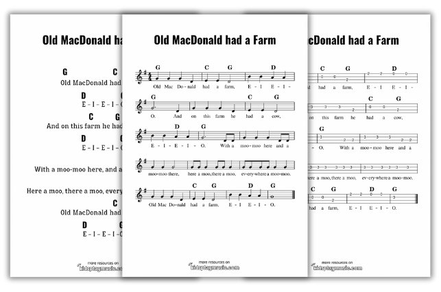 Old MacDonald - Ukulele Free Printables