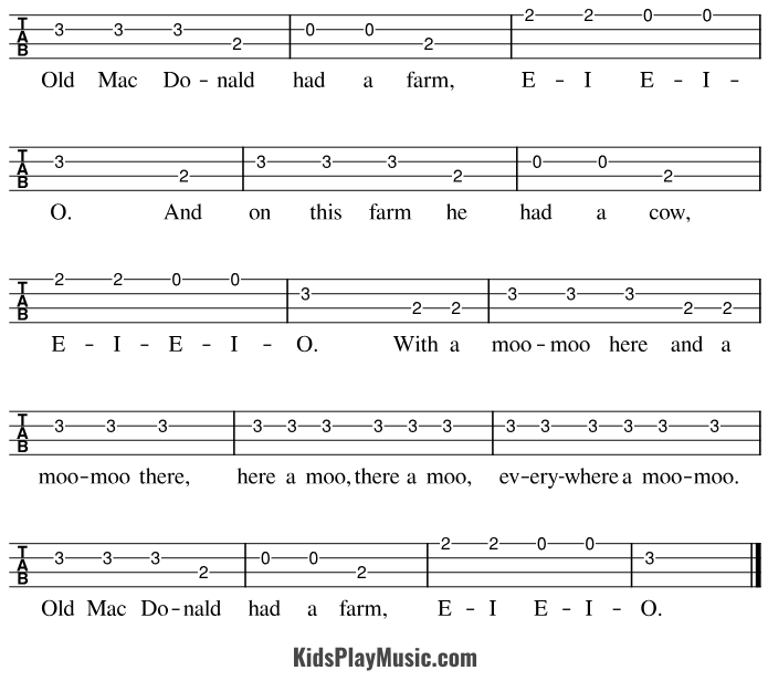 Old MacDonald - Ukulele Tabs