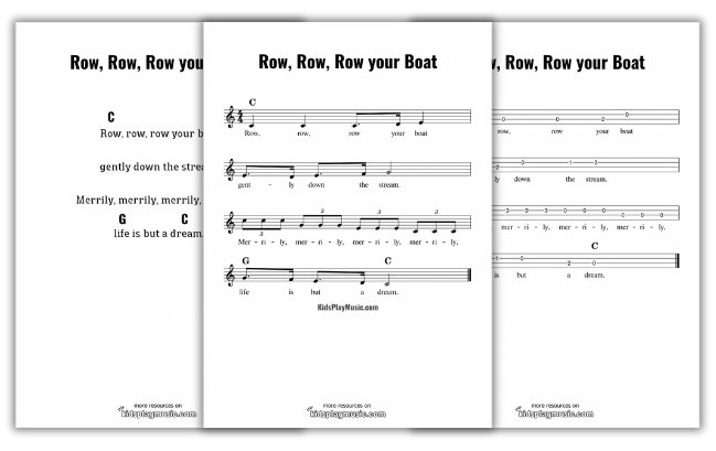 Row Row Row your Boat - Ukulele Free Printables