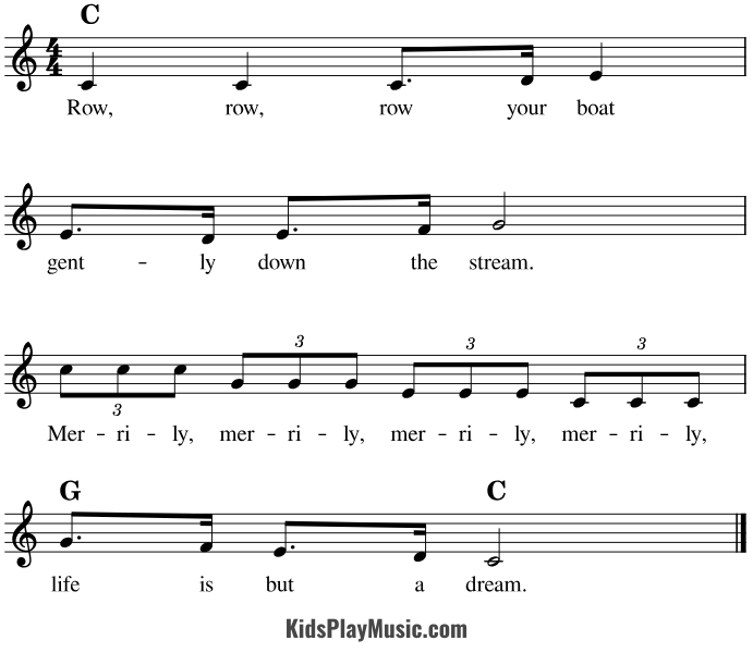 Row Row Row your Boat - Ukulele Sheet Music