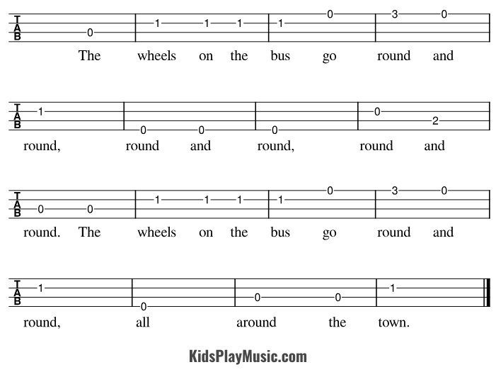 Wheels on the Bus - Ukulele Tabs