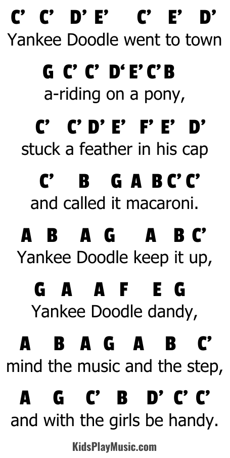 Yankee Doodle - Easy Recorder Letter Notes