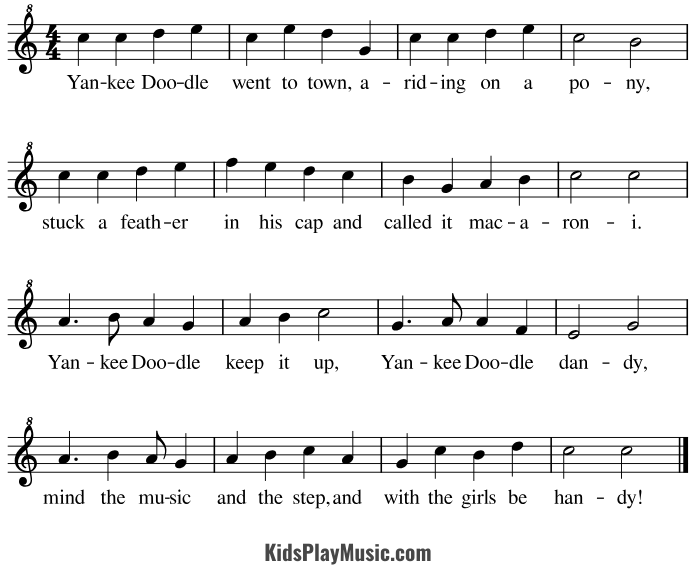 Yankee Doodle - Recorder Sheet Music