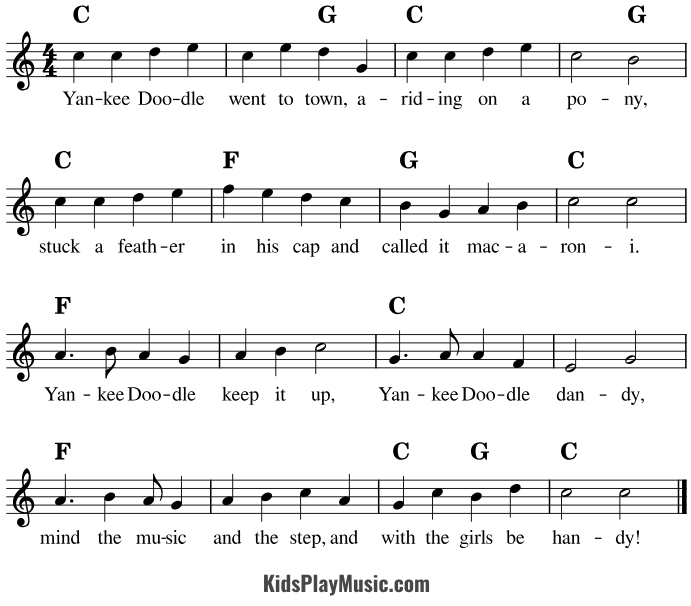 Yankee Doodle - Ukulele Sheet Music