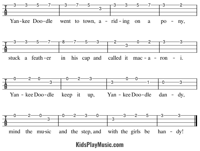 Yankee Doodle - Ukulele Tabs