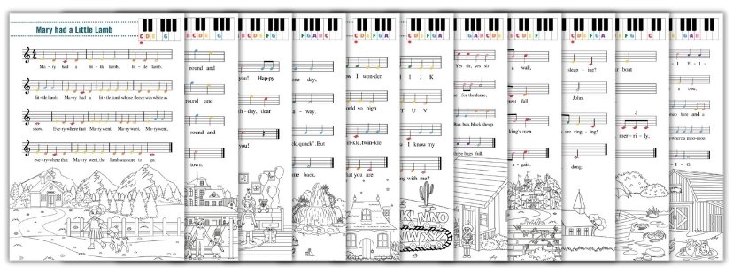 Coloring Pages Piano Songs for kids