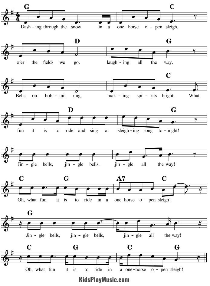 Jingle Bells - Ukulele Sheet Music