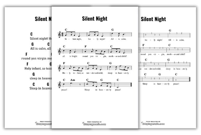 Silent Night - Free Ukulele Printables