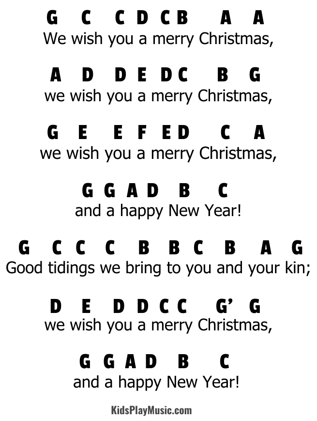 We wish you a Merry Christmas - Piano Letter Notes