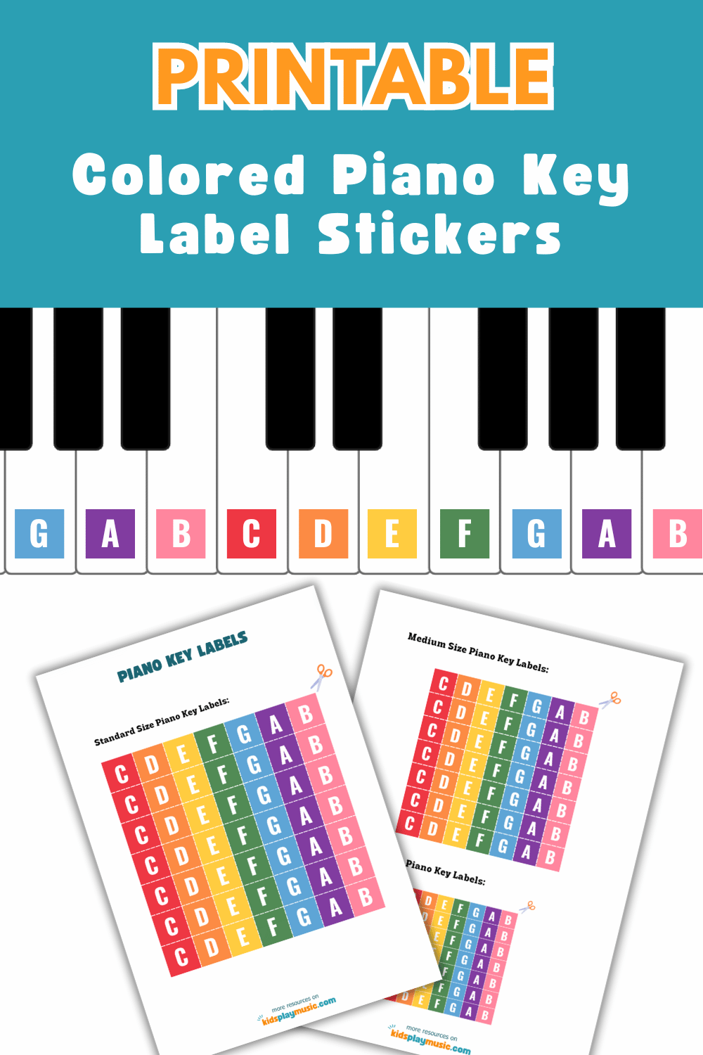 printable colored piano key label stickers