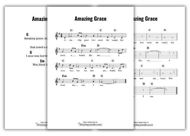 Amazing Grace - Guitar Free Printables