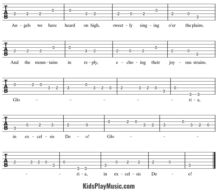 Angels we have heard on high - Guitar Tabs