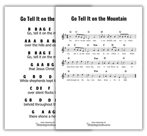 Go Tell It on the Mountain - Piano Free Printables