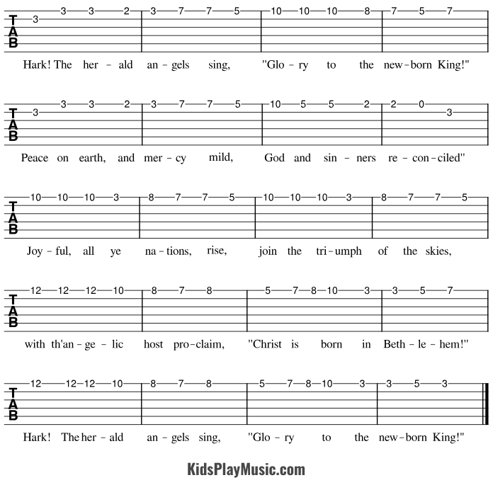 Hark the Herald Angels Sing - Guitar Easy One String Version