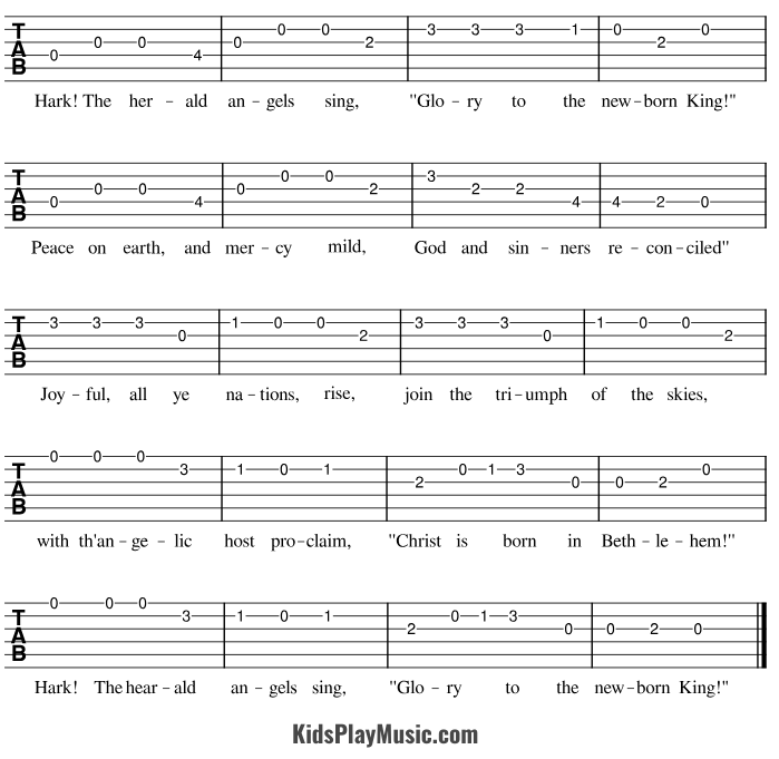 Hark the Herald Angels Sing - Guitar Easy Tabs