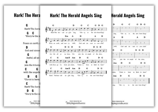 Hark the Herald Angels Sing - Guitar Free Printables