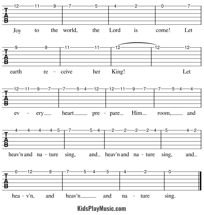 Joy to the World - Guitar Tabs One String