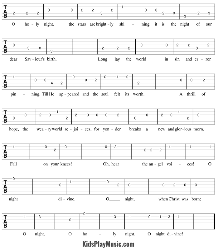 O Holy Night - Easy Guitar Tabs