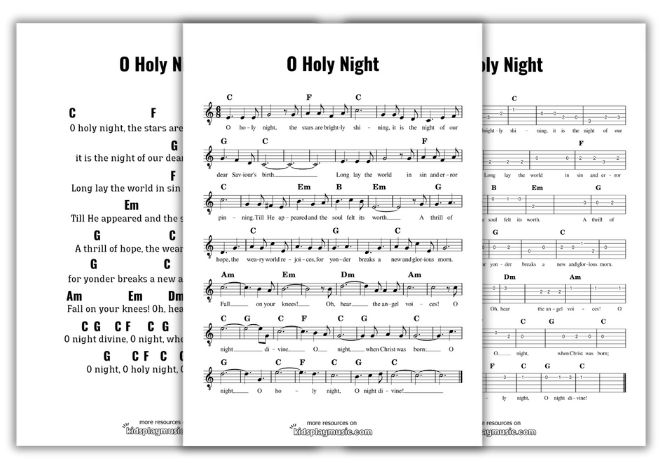 O Holy Night - Guitar Free PDF