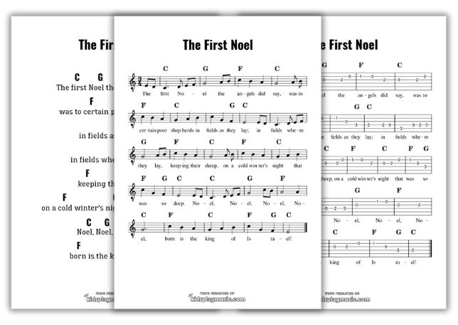 The First Noel - Guitar Free PDF Printables