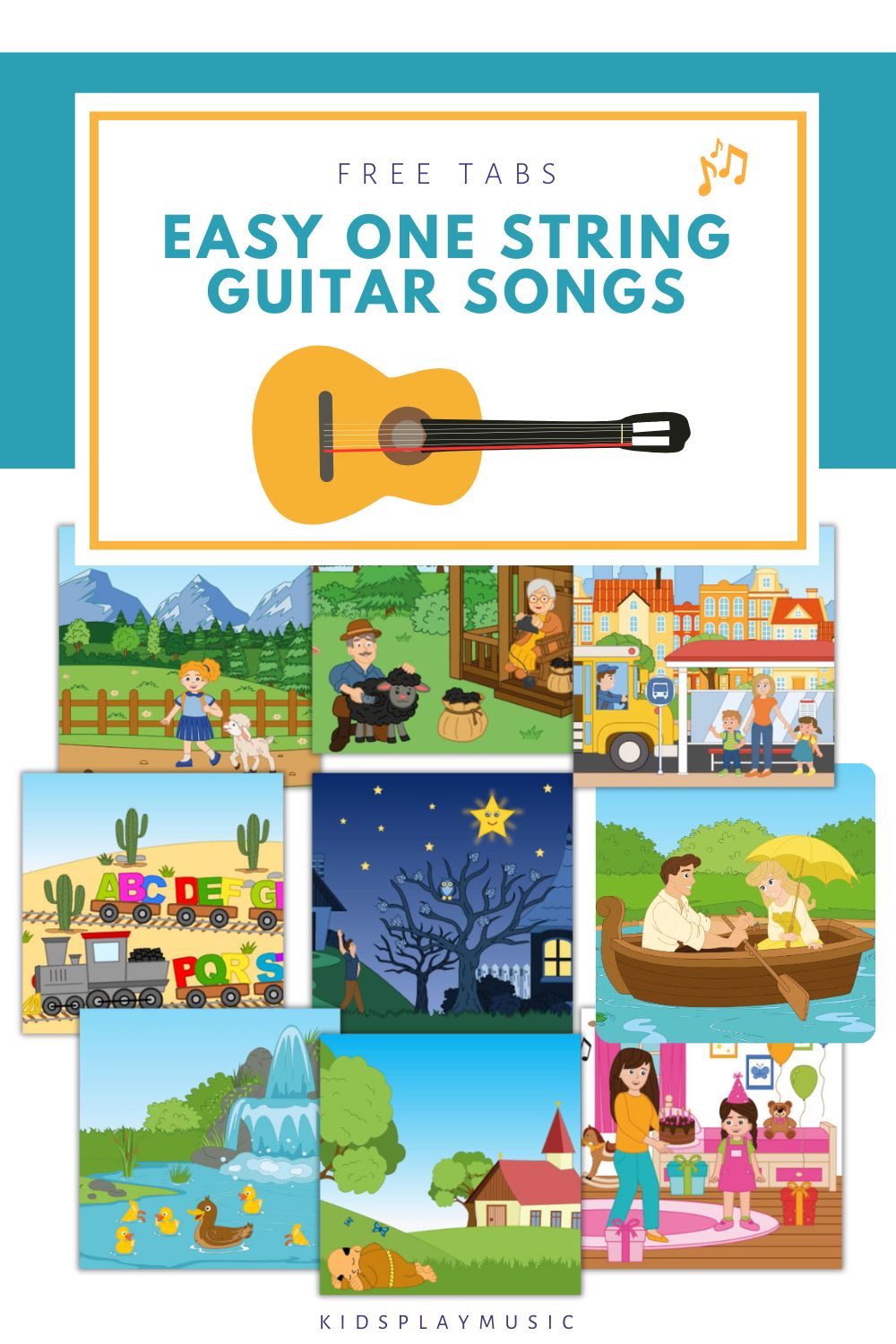 easy one string guitar songs worksheets