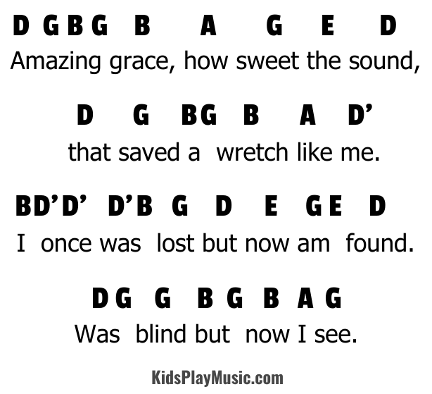 Amazing Grace - Recorder Letter Notes