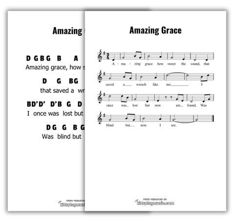 Amazing Grace - Recorder PDF Printables