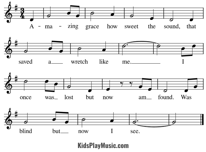 Amazing Grace - Recorder PDF Printables